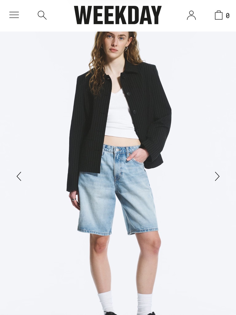 Weekday Light Blue Denim Shorts